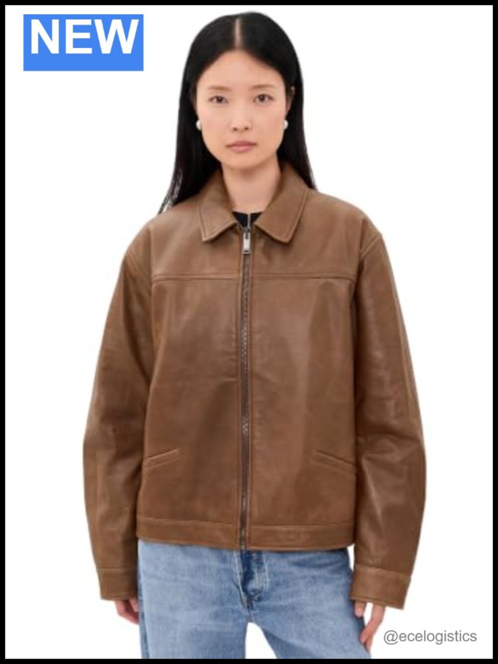 Cropped Silky Leather Jacket with Button Cuffs